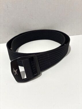 Arc'teryx Belt 38 black heavy-duty nylon Conveyor metal buckle iconic logo sz M